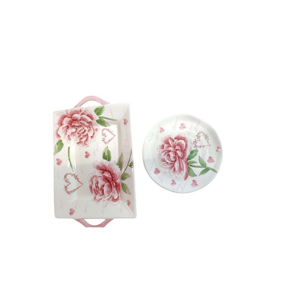 discontinued ceramic serving set by Maxcera Corp in the "Amour" pattern,